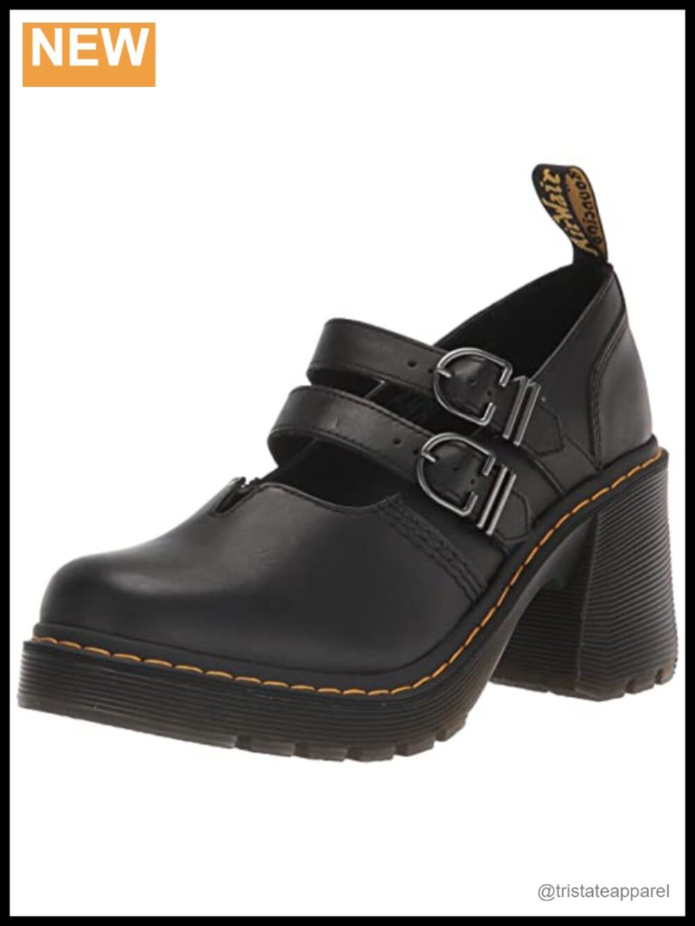 Eviee Mary Jane Leather Heeled Shoe Double Buckle Strap